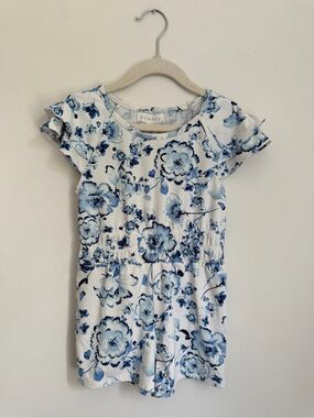 btween Blue Floral Girls' Romper (Size 6)